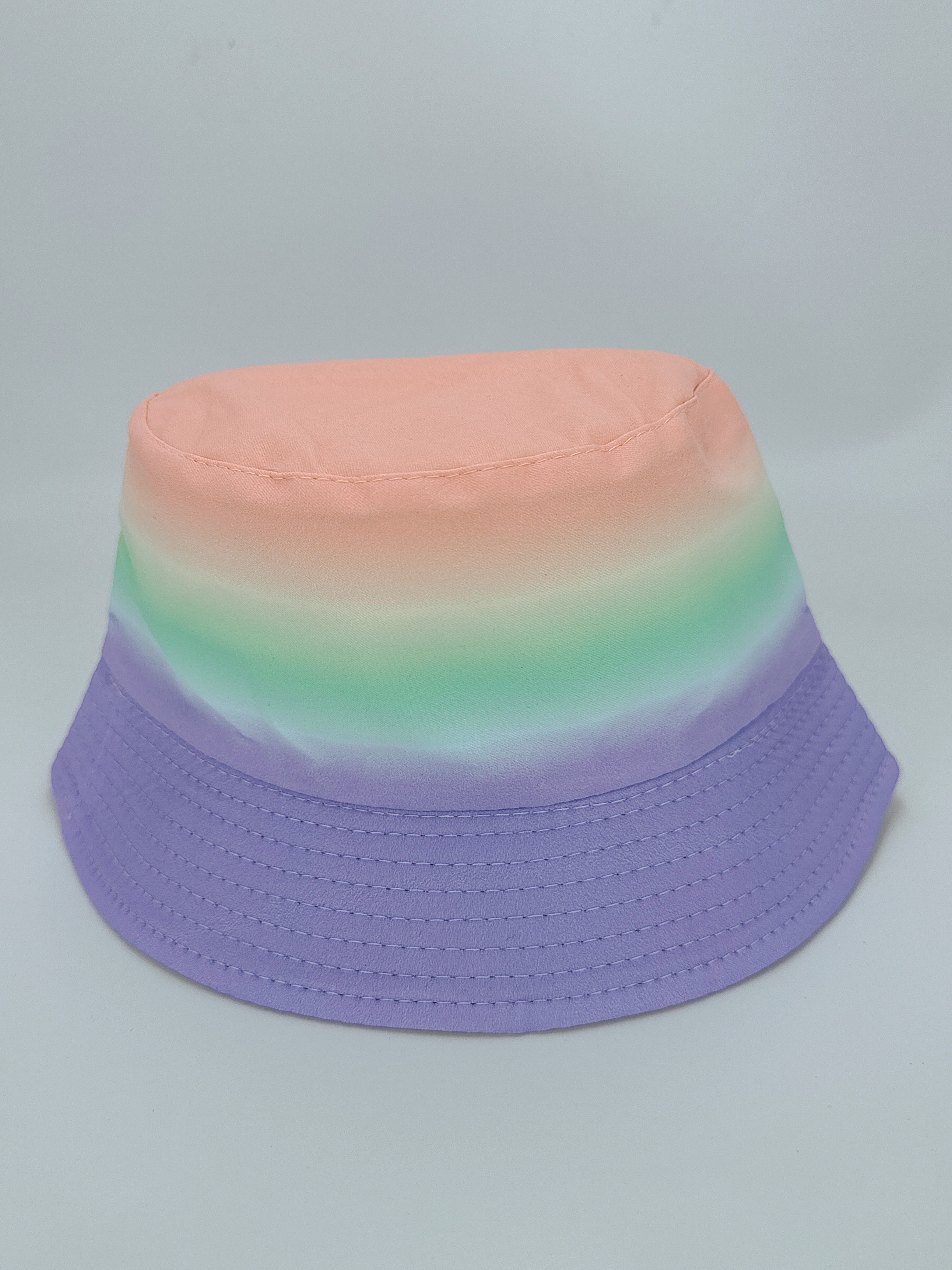 New spring and summer rainbow print gradient double-sided fisherman's hat, cute cartoon, versatile, outdoor sun protection, foldable, easy to carry, unisex, pier circumference 54CM fisherman's hat Specification drawing