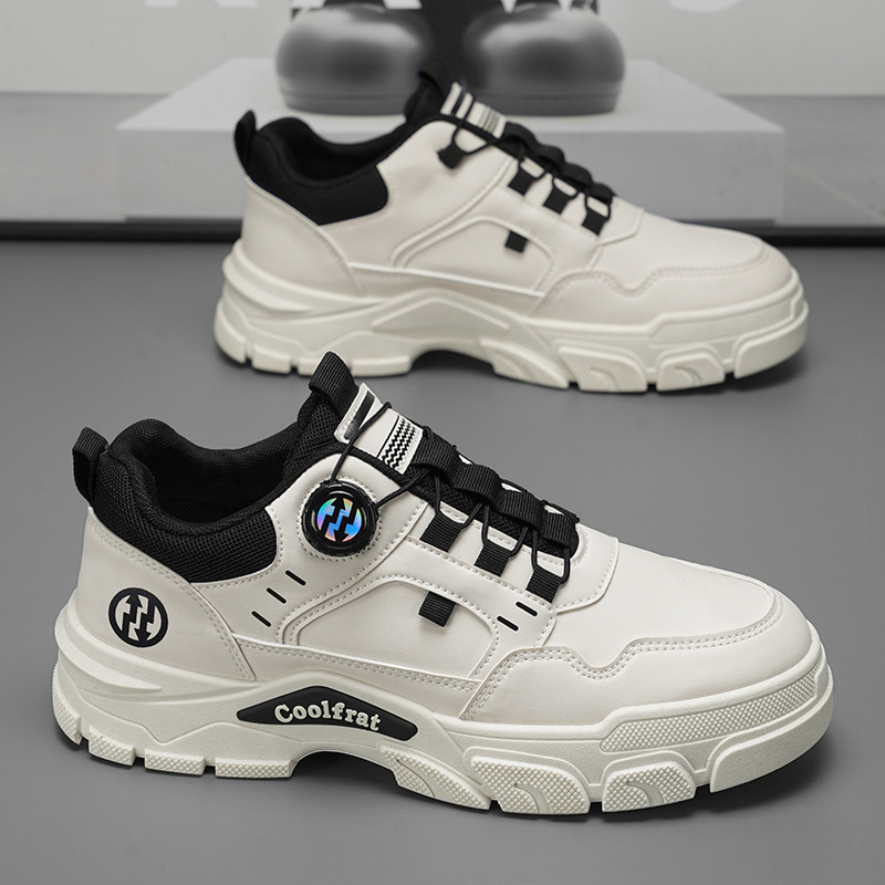 New men's shoes for Spring 2025: Breathable work shoes, trendy and versatile Dr. Martens boots, men's thick-soled white sneakers, and sports board shoes full figure