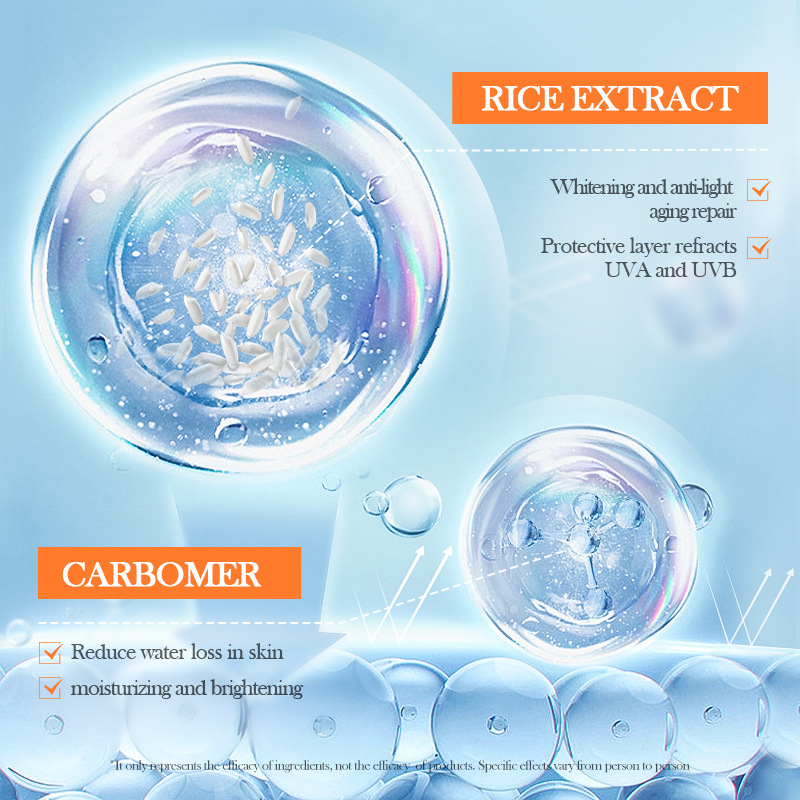All-english BIOAOUA Rice Puree Whitening Sunscreen Spray, Isolation Cream and Sunscreen Lotion cross-border export wholesale Specification drawing
