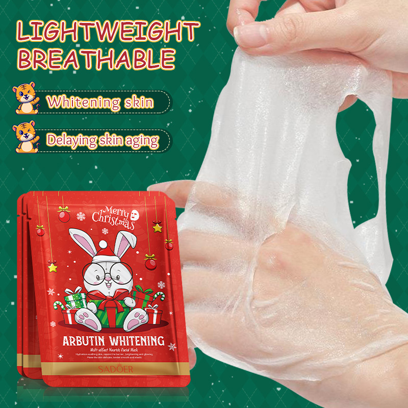 Cross-border wholesale of SADOER Christmas arbutin Whitening Facial mask and hydrating facial Mask in English Specification drawing