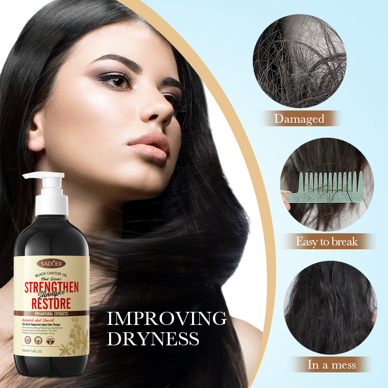 Cross-border export wholesale of SADOER black castor Oil Care Shampoo and anti-dandruff Shampoo in full English details Picture