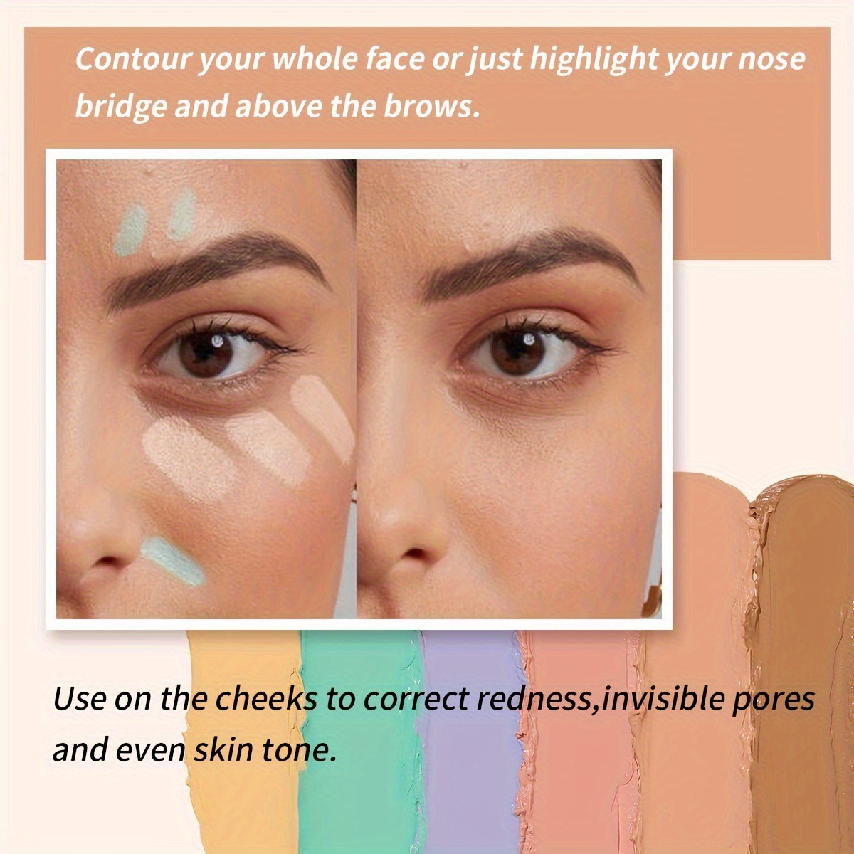 USHAS cross-border in-stock hot seller Concealer Four-color Highlighter Contour and brightening Facial Makeup ES4171A+B details Picture