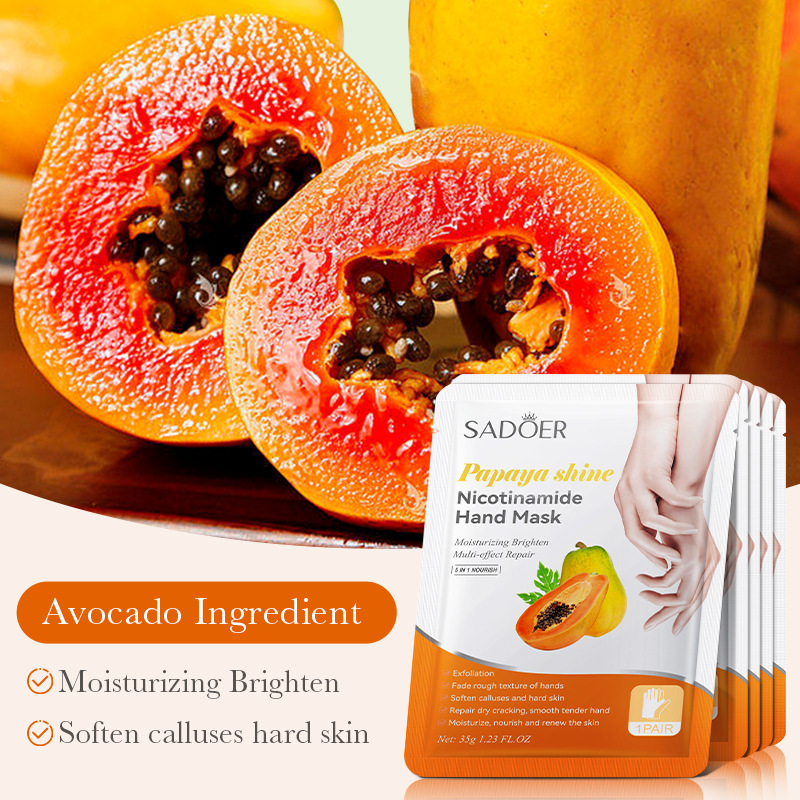 SADOER papaya Brightening Nourishing Hand Mask for autumn and Winter anti-cracking Hand Mask cross-border export wholesale Application Scenario