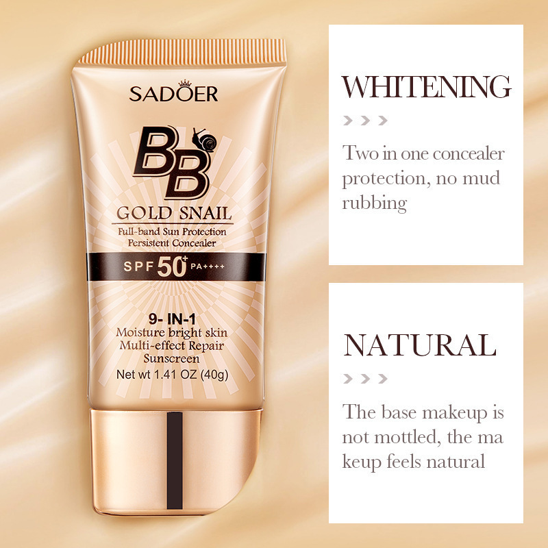 SADOER Golden Snail Sunscreen BB Cream SPF50+PA+++ Concealer and Isolation Cross-border export wholesale Application Scenario