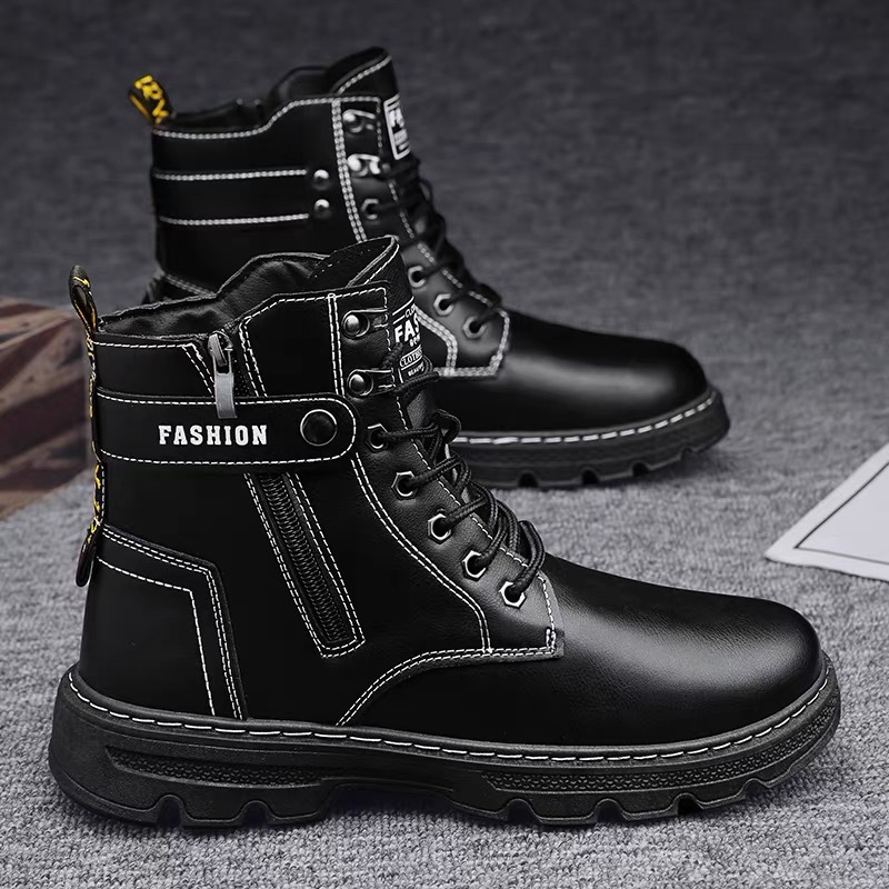 High-top men's shoes, autumn outdoor hiking safety shoes, work boots, Martin boots for work, men's motorcycle sports, trendy shoes for men details Picture