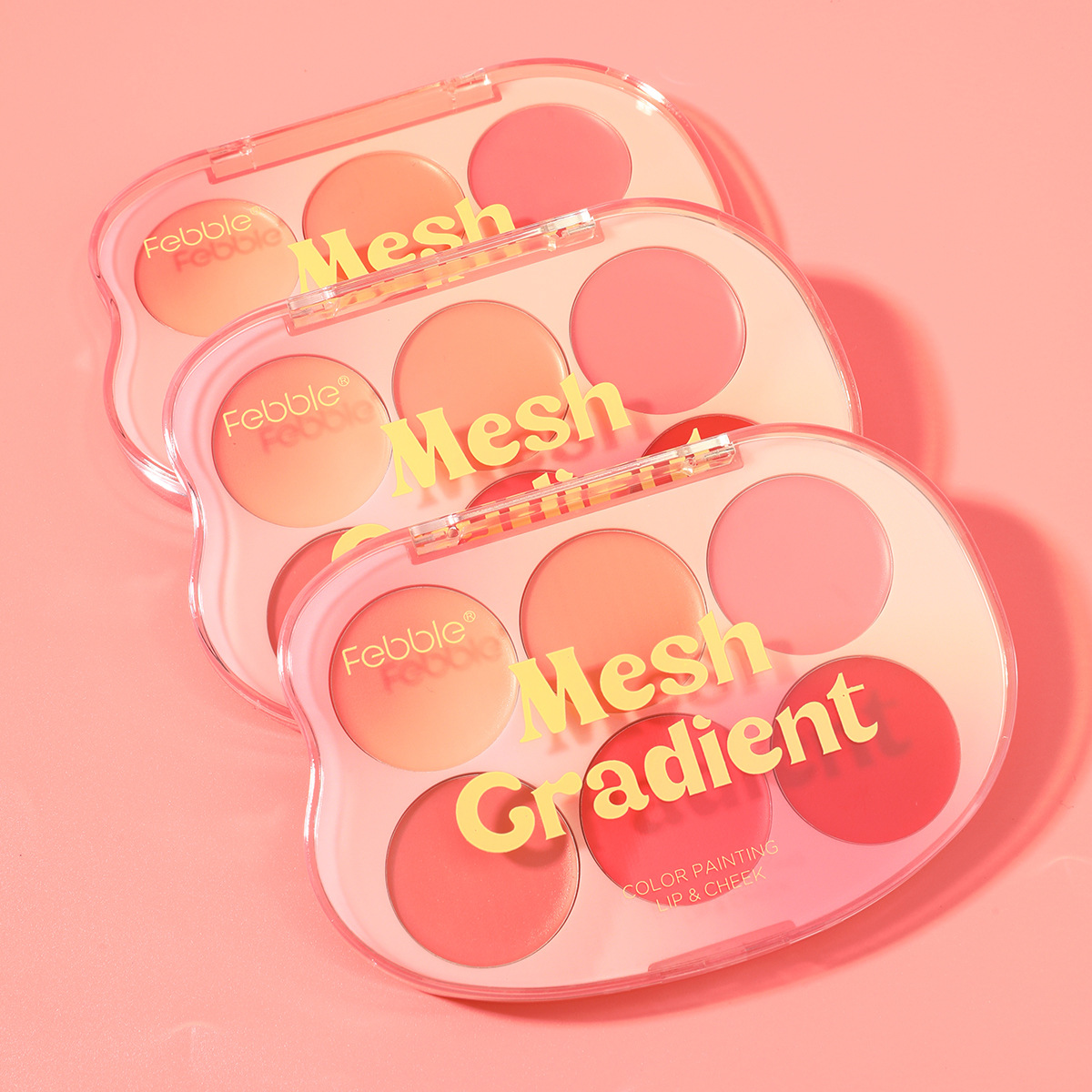 (Display Box)Febble Amazon Cross-border Gradient Lipstick & Cheek Palette Natural Nude Makeup Contouring Palette Pink FBC details Picture