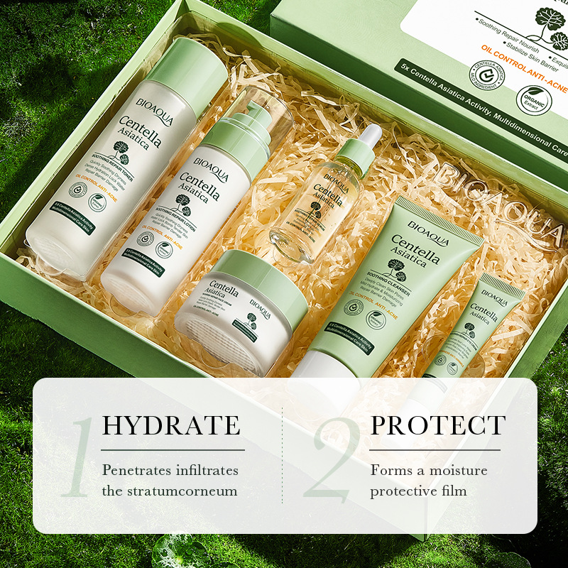All-english BIOAOUA Centella asiatica Soothing and Repairing Six-piece Moisturizing Skin Care Set Cross-border export wholesale Specification drawing