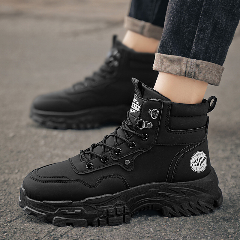 Martin Boots Men's autumn new style breathable high-cut workwear shoes men's trendy and versatile thick-soled hiking boots short boots details Picture