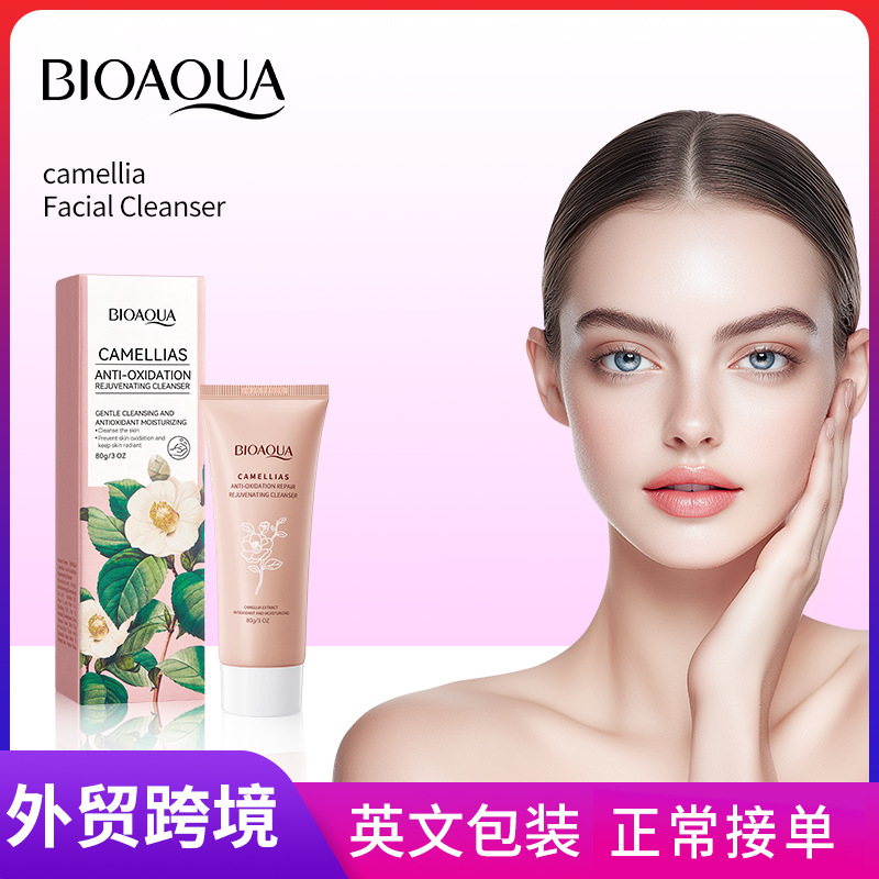All-english BIOAQUA Camellia Antioxidant Cleansing Facial cleanser Cross-border export wholesale full figure