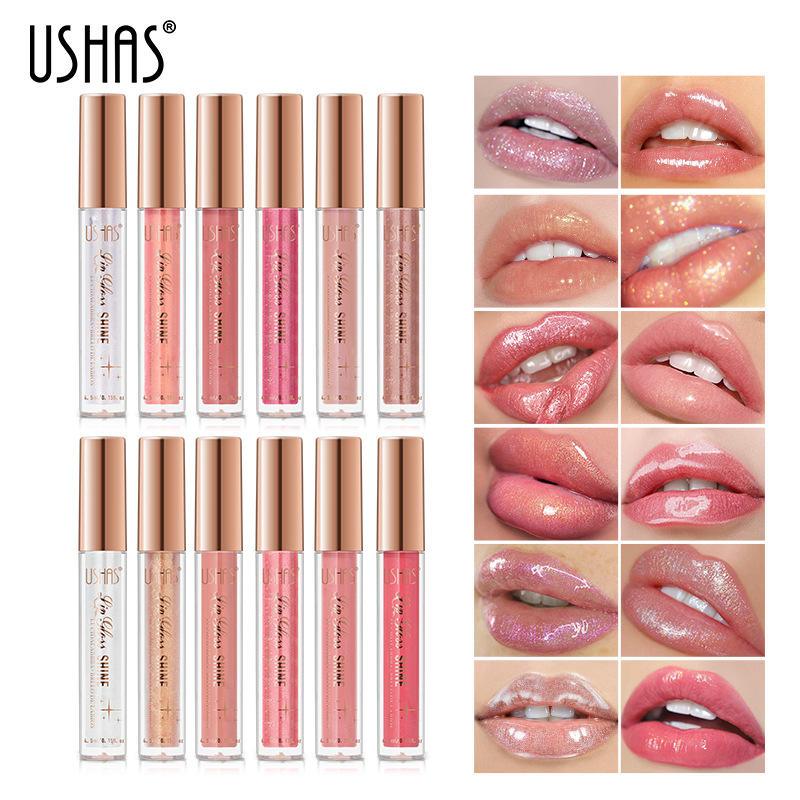 USHAS cross-border hot sales of shiny lip gloss, lip gloss and lip gloss, new export products and best-selling non-stick cups full figure
