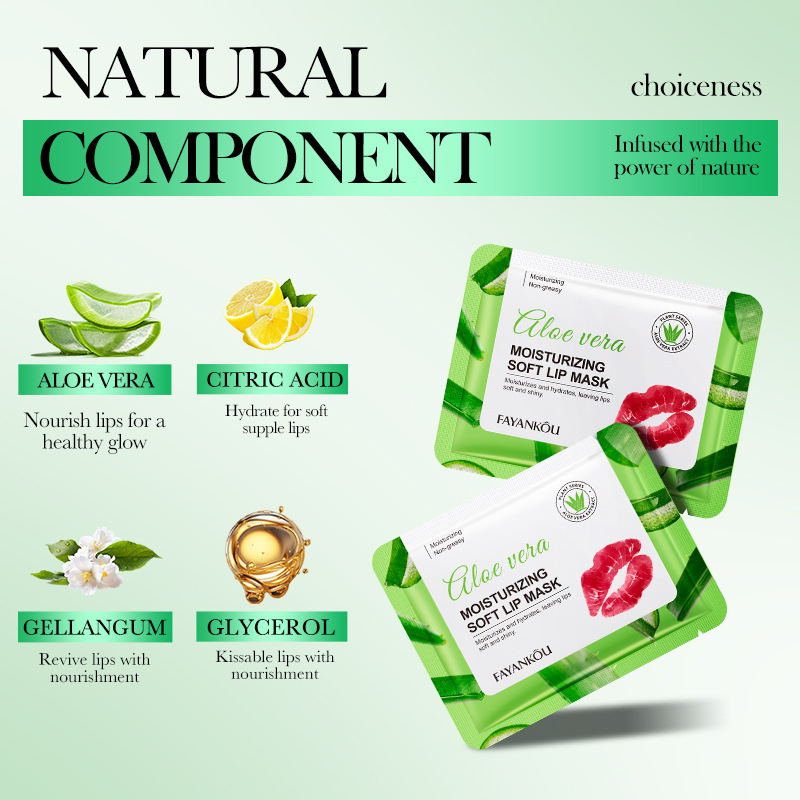 FAYANKOU Aloe Vera Moisturizing Lip Mask nourishes the lips and prevents dryness and cracking. Cross-border export wholesale Specification drawing