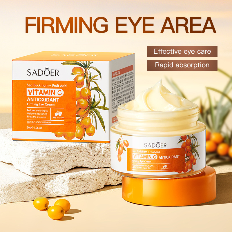 Cross-border wholesale of SADOER sea buckthorn Vitamin C Antioxidant Firming Eye Cream and Hydrating Eye Mask in English full figure