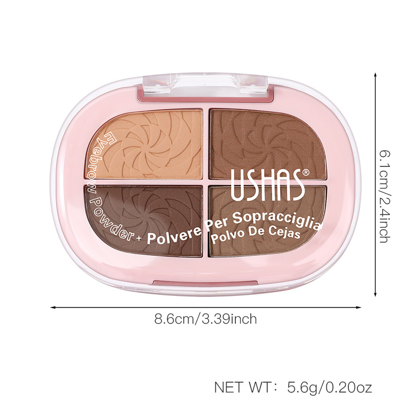 USHAS cross-border Makeup bestseller: 4-grid Eyebrow Powder UF100 for natural contouring and fine texture Item Picture