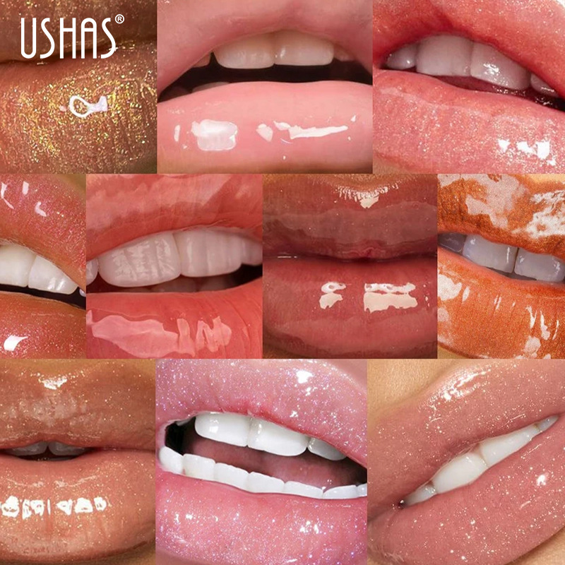 USHAS 'best-selling cross-border matte liquid lipstick, pearlescent lip gloss, non-stick cup, waterproof lip gloss details Picture