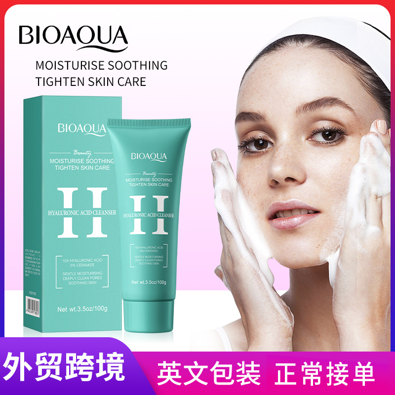All-english BIOAOUA Hyaluronic Acid Moisturizing and Soothing Facial Cleanser, Gentle Cleansing Facial Cleanser, cross-border export wholesale full figure