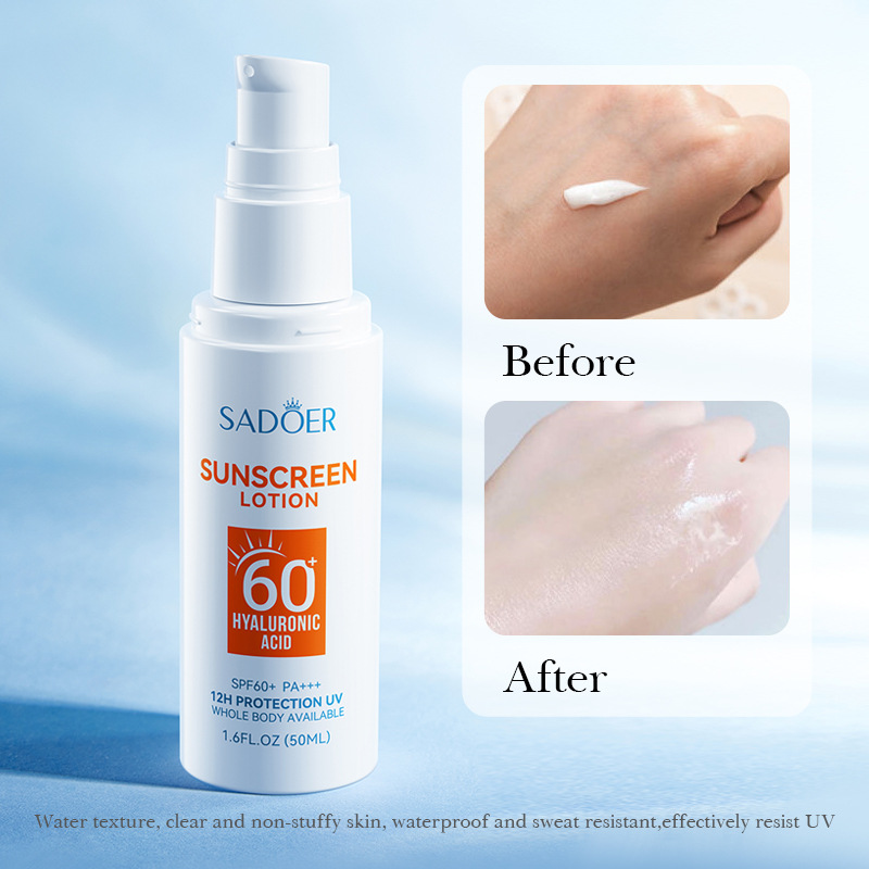 All-english SADOER hyaluronic acid sunscreen Lotion, refreshing outdoor sunscreen, cross-border export wholesale Specification drawing