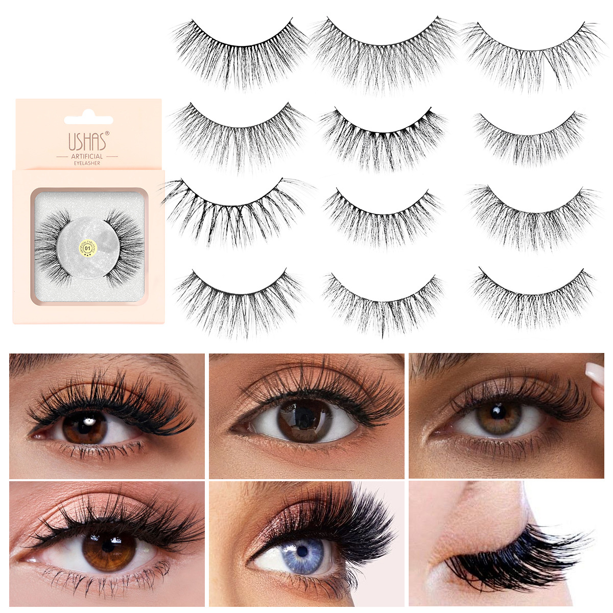 USHAS 'hot-selling wholesale false eyelash CT210 thick and long eyelash full figure