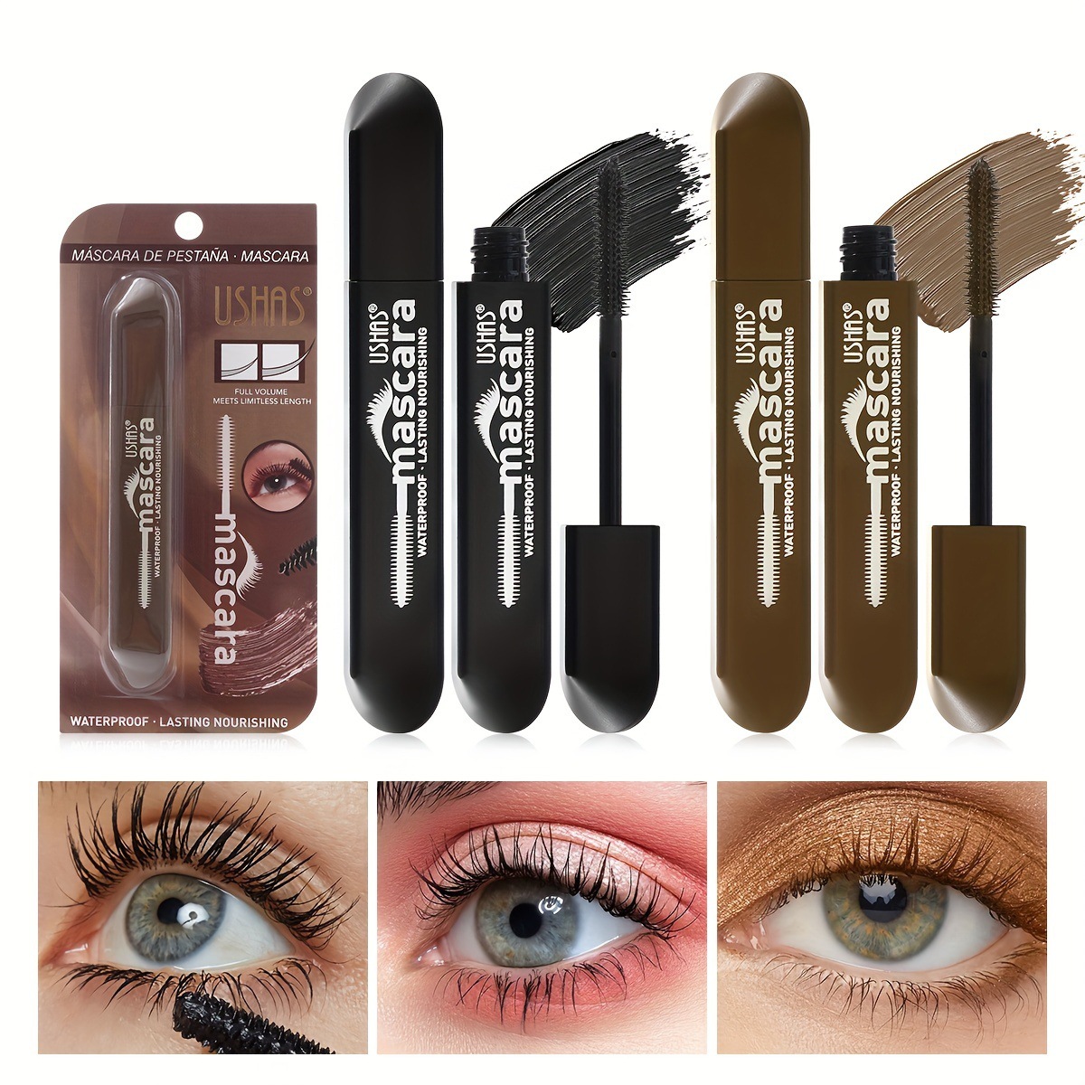 USHAS cross-border stock mascara for Europe and America: Thick, slender, naturally curled eyelashes, waterproof and non-smudging MA1095F details Picture