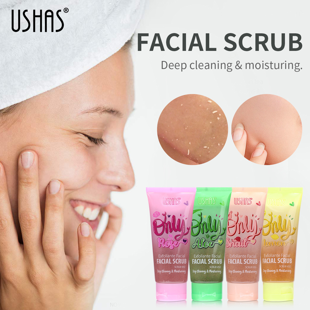 USHAS cross-border hot-selling fruit scrub, body massage, skin cleansing and care bath salt HA343 details Picture