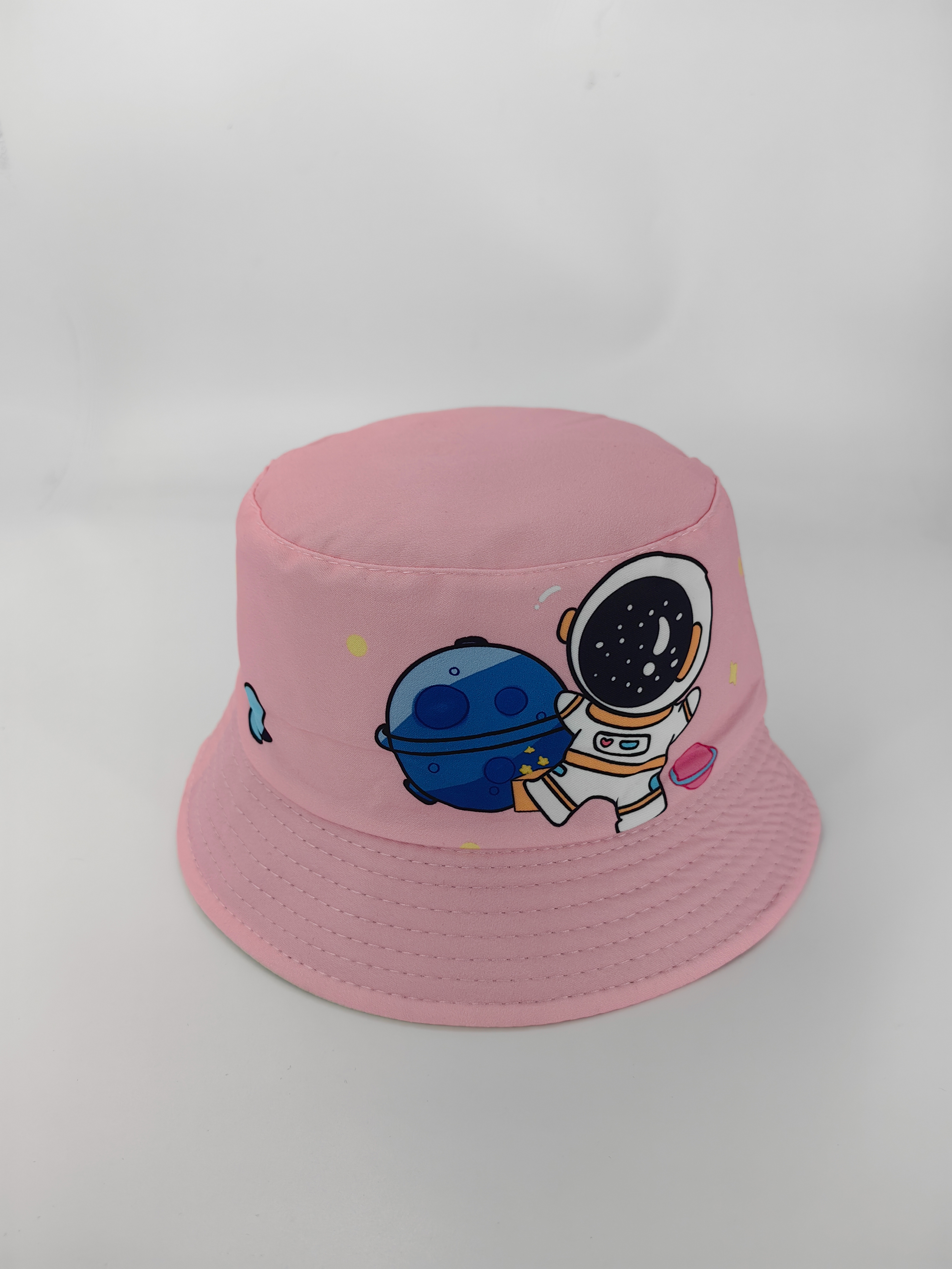 New astronaut print double-sided fisherman cap for spring and summer, cute cartoon, versatile, outdoor sun protection, foldable for easy carrying, unisplendable, 54CM cartoon game baseball cap details Picture