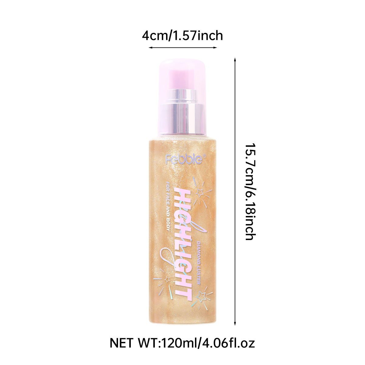 Febble Cross-border Waterproof Sulfur Light Spray Long-lasting Contouring Liquid High-gloss Liquid Facial and Body Fine Flash FBC058 Item Picture