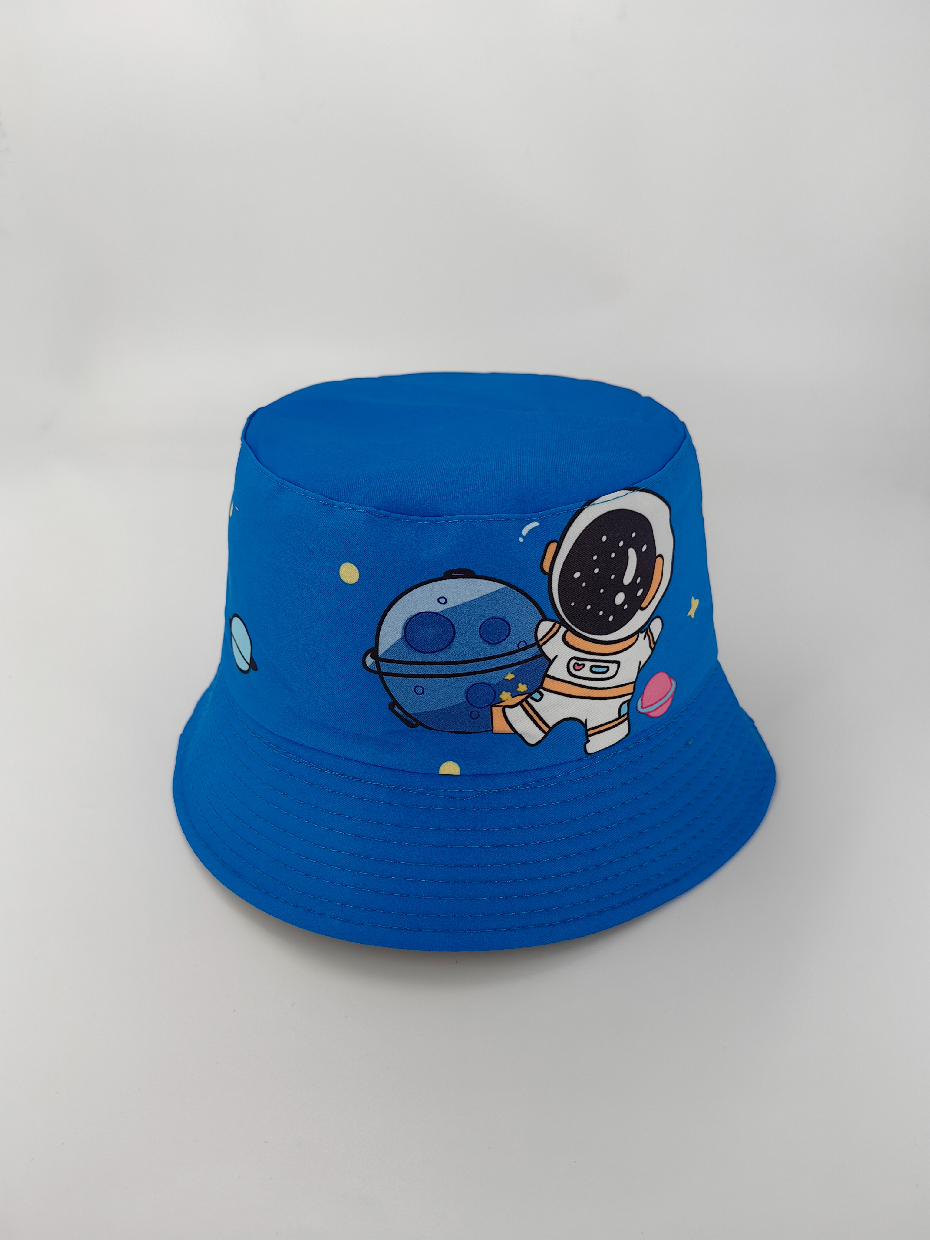 New astronaut print double-sided fisherman cap for spring and summer, cute cartoon, versatile, outdoor sun protection, foldable for easy carrying, unisplendable, 54CM cartoon game baseball cap Specification drawing