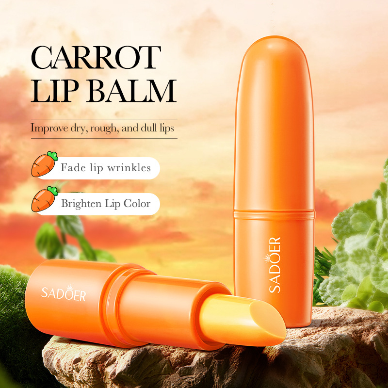 All-english SADOER Carrot Nourishing Lip Balm Moisturizing and Anti-cracking Autumn and winter lip balm cross-border export wholesale details Picture