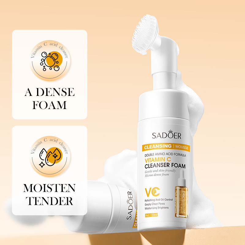 Cross-border wholesale of SADOER vitamin C amino acid Cleansing mousse and foaming facial Cleanser in English details Picture