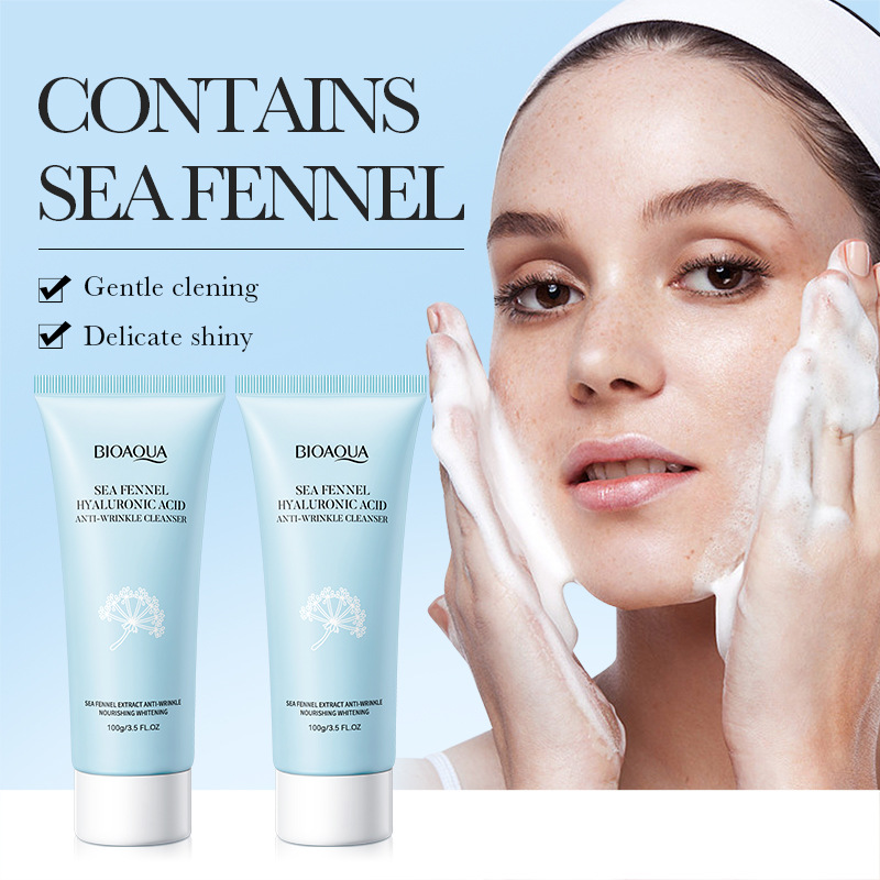 All-english BIOAOUA Sea fennel Hyaluronic Acid Anti-Wrinkle Skin Care Product Set Facial Cleanser Cross-border export wholesale details Picture