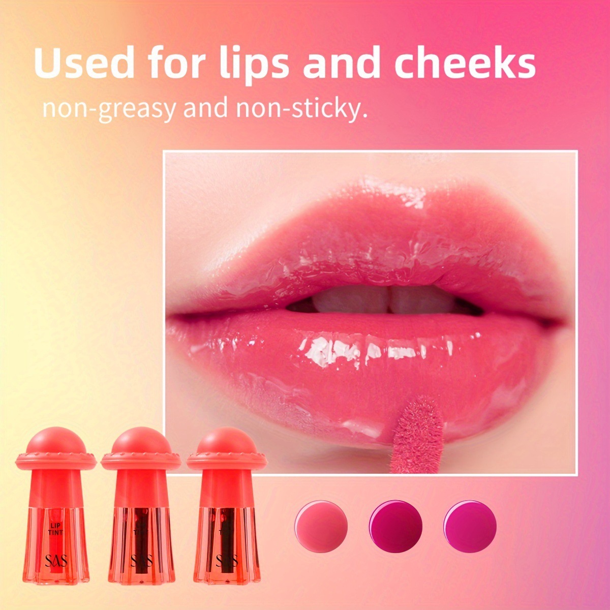 USHAS European and American cross-border stock pearlescent lip gloss, lip gloss, waterproof, non-stick cup, non-fading lip gloss SAC070 Specification drawing