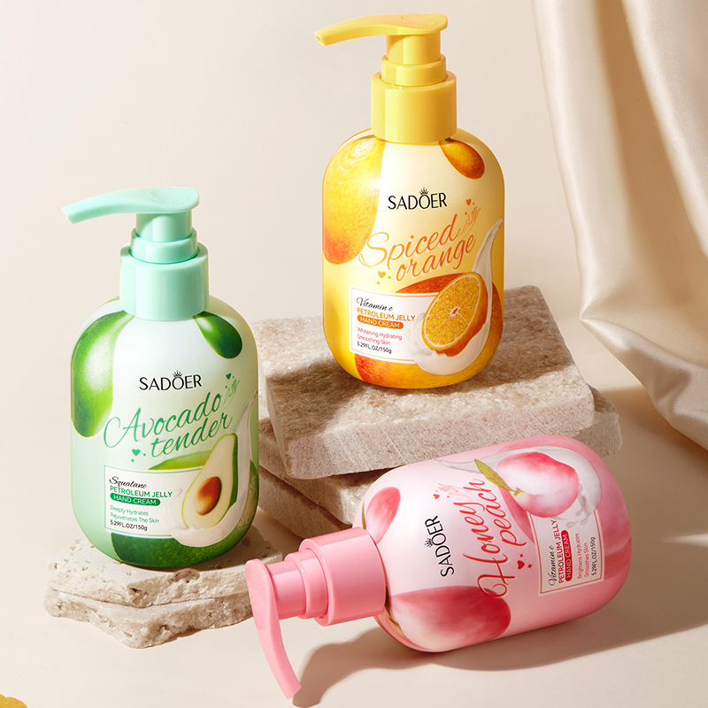 Full English SADOER Peach VE Vaseline Hand Cream Anti-Cracking Press Hand Cream Cross-border export wholesale Item Picture