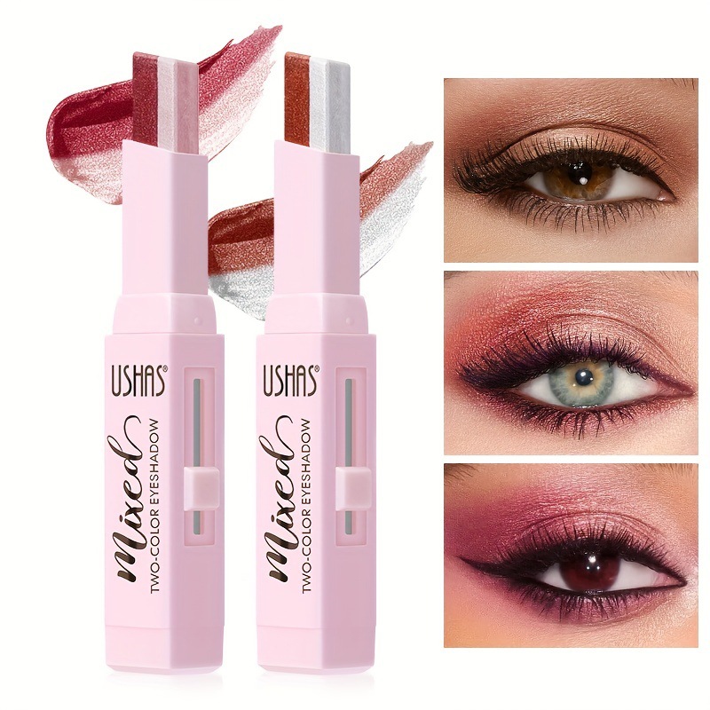 USHAS cross-border in-stock bestseller two-color eyeshadow pen strap packaging full figure