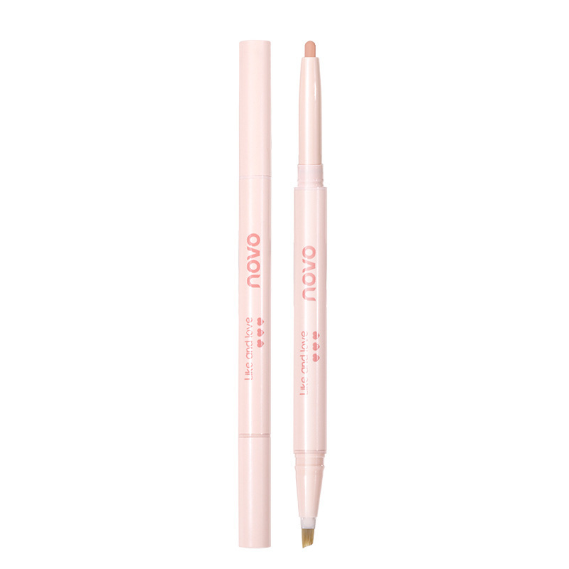 NOVO's "Looking and Shining" dual-head Horizontal Silkworm pen for liquid shadow and Horizontal silkworm Gel pen for shadow brightening can be done in one Item Picture