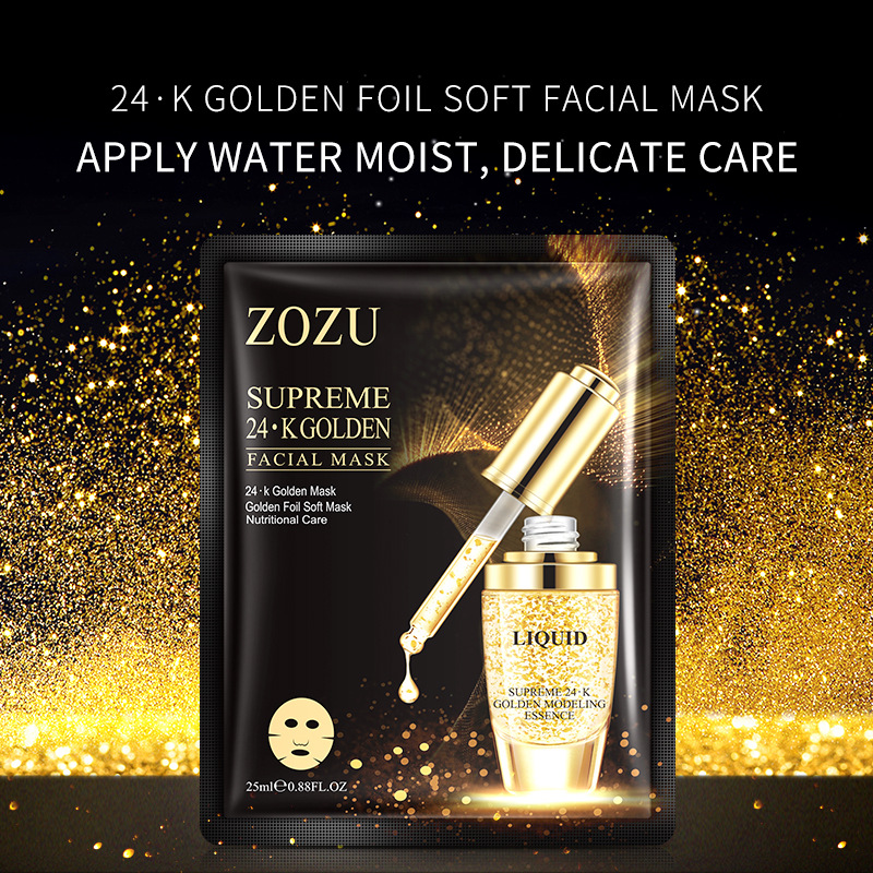 All-english ZOZU24K gold foil Moisturizing and hydrating Facial mask cross-border export wholesale details Picture