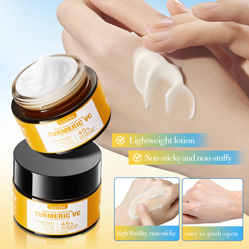 Full English SADOER Turmeric VC Whitening and Brightening Cream, Moisturizing and Hydrating Cream, cross-border export wholesale Application Scenario