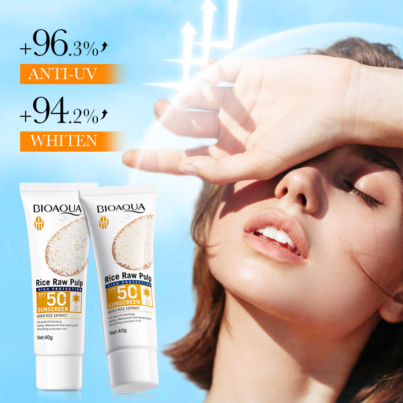All-english BIOAOUA rice puree Sunscreen, isolation and UV protection sunscreen, cross-border export wholesale Item Picture