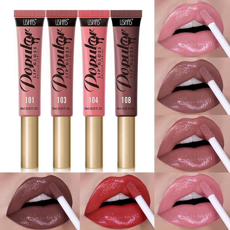 USHAS Cross-border Stock 8-color tube lip gloss, transparent lip gloss, hydrating lip gloss, moisturizing and nourishing lipstick LG2398 full figure