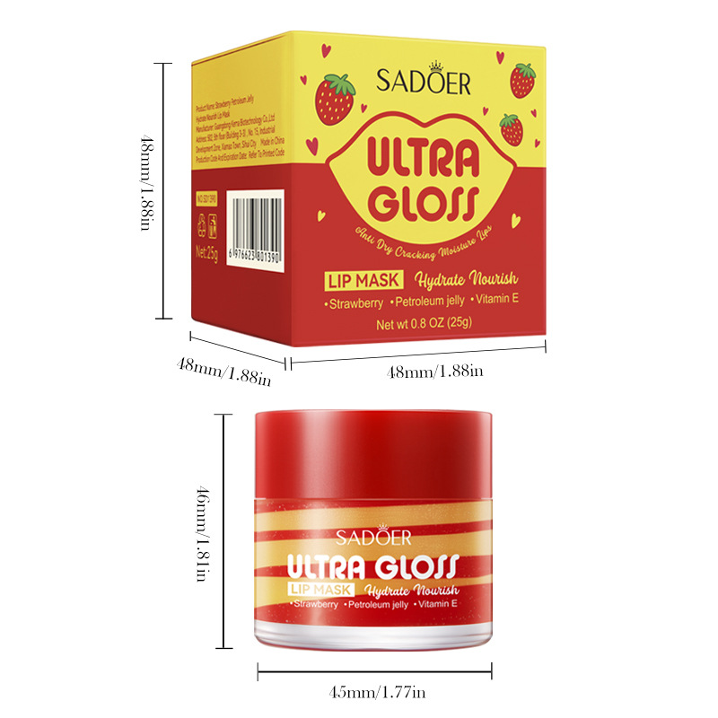 SADOER Strawberry Vaseline Hydrating, Brightening and Nourishing Dual-color Lip Mask Moisturizing Lipstick for cross-border export Item Picture