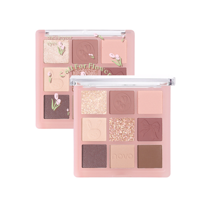 NOVO Moonfall Star Nine-Color Eyeshadow Palette: Earth tones, super shiny, ins, affordable, non-smudges, waterproof, high-end eyeshadow Item Picture