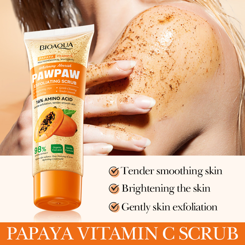 All-english BIOAOUA Papaya Vitamin C Whitening Exfoliating Scrub Body Scrub Cross-border export Item Picture