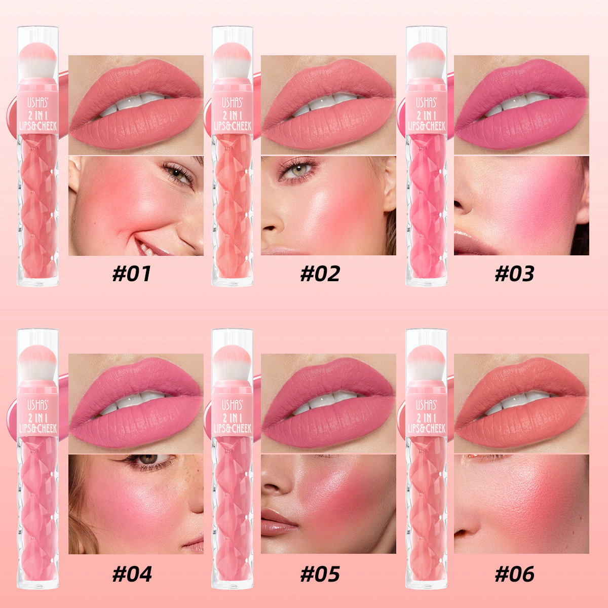 USHAS cross-border bestseller: Long-lasting, natural and energetic liquid blush with brush Specification drawing
