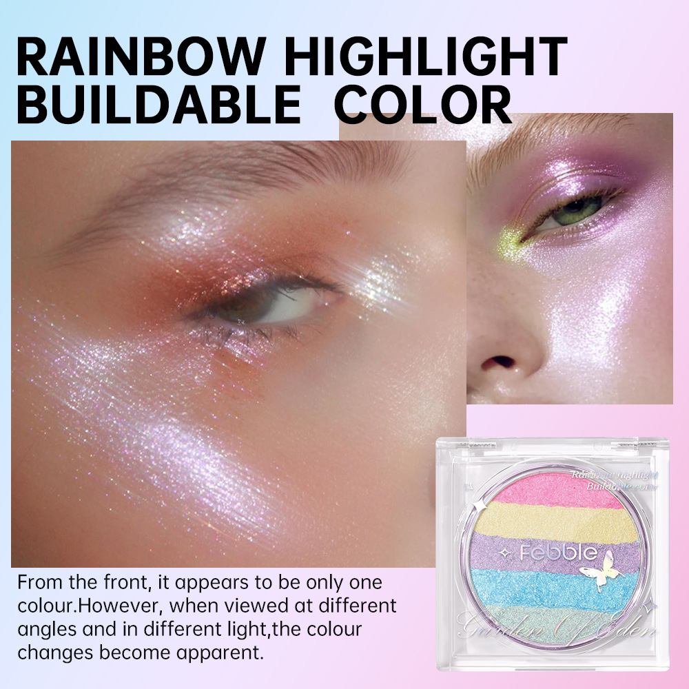 Febble Cross-border Makeup is selling well. High appearance level eyeshadow gradient rainbow high disc FBF039 details Picture