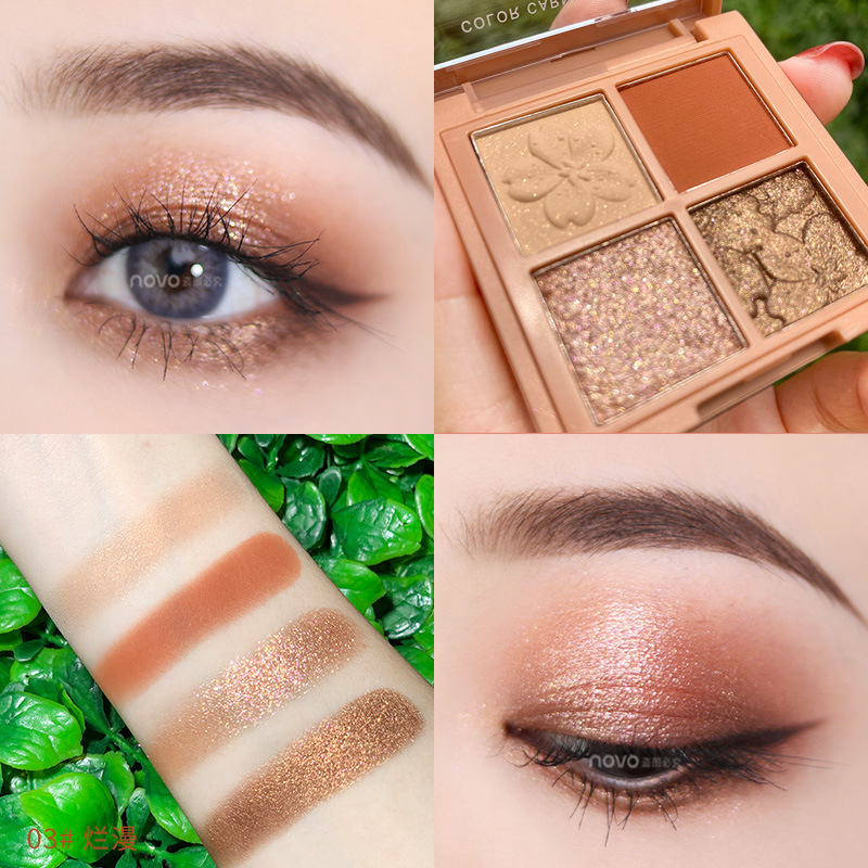 OEM customized four-color eyeshadow NOVO eyeshadow palette, matte, pearlescent and earth tone, OEM makeup processing ODM details Picture