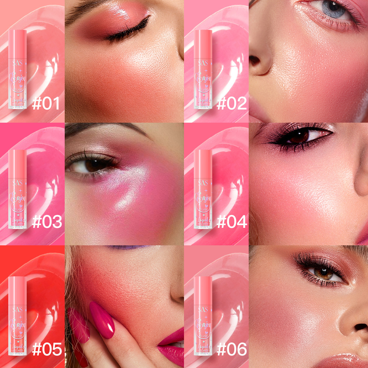 SAS Cross-border Specialized Beauty Product SAC164 is a best-selling color, waterproof, long-lasting and natural liquid blush Specification drawing