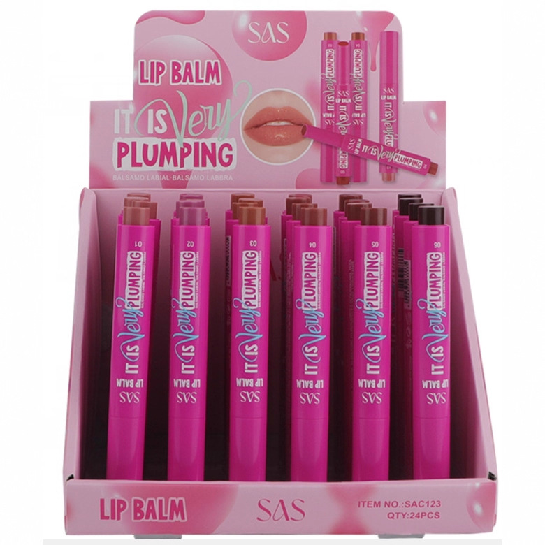 (Display Box)SAS Cross-border Best-selling double-head nude matte lip brush, waterproof matte, long-lasting non-staining of cup rim red full figure