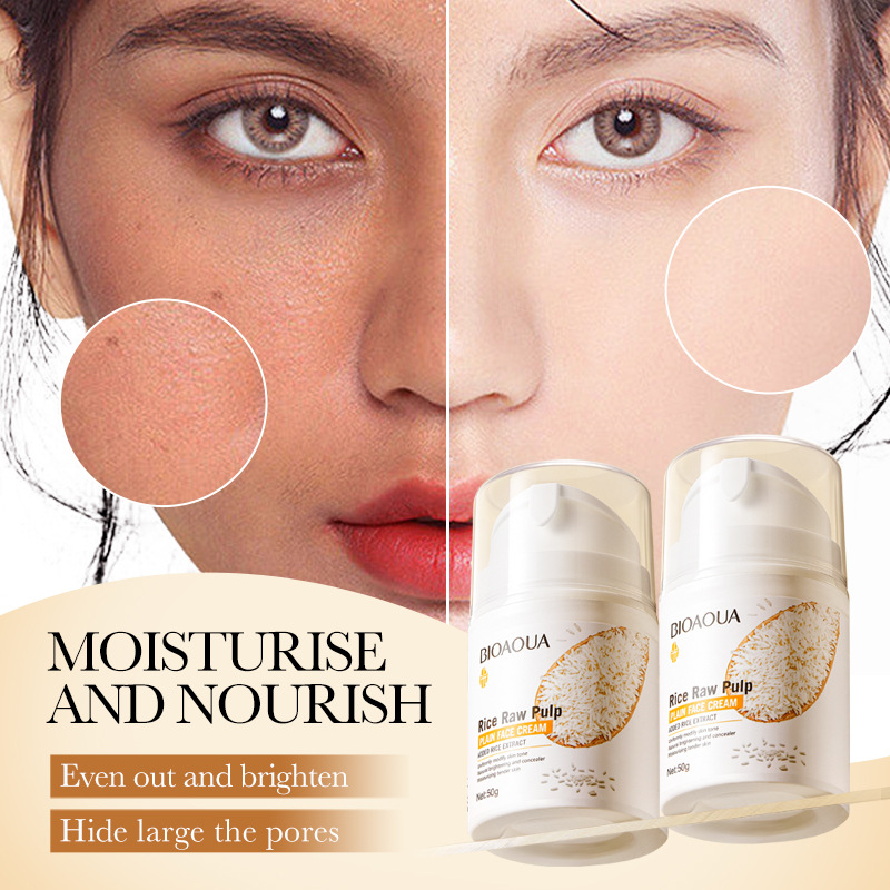 Full English: BIOAOUA Rice Puree Natural Beauty Cream, Brightening and rejuvenating Skin Cream, cross-border export wholesale Item Picture