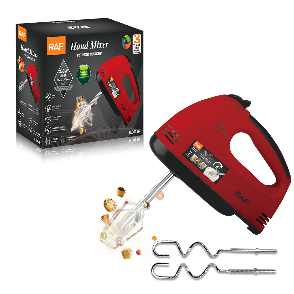 RAF European and American standard 7-speed electric egg beater, household handheld high-power egg beater and dough baking mixer details Picture