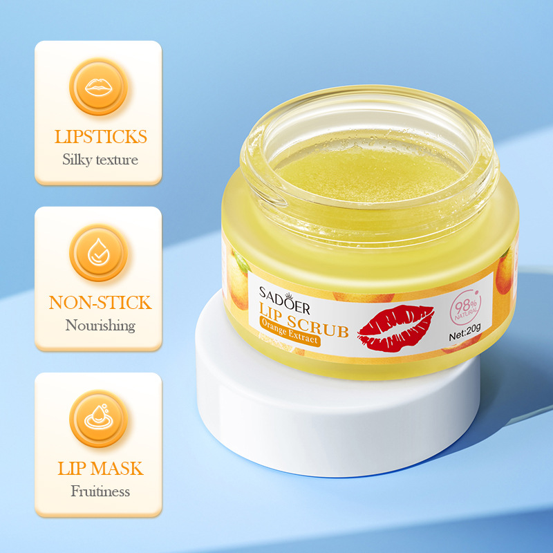 Full English SADOER Orange Lip Scrub Autumn and Winter Moisturizing Lip Balm Cross-border export wholesale details Picture