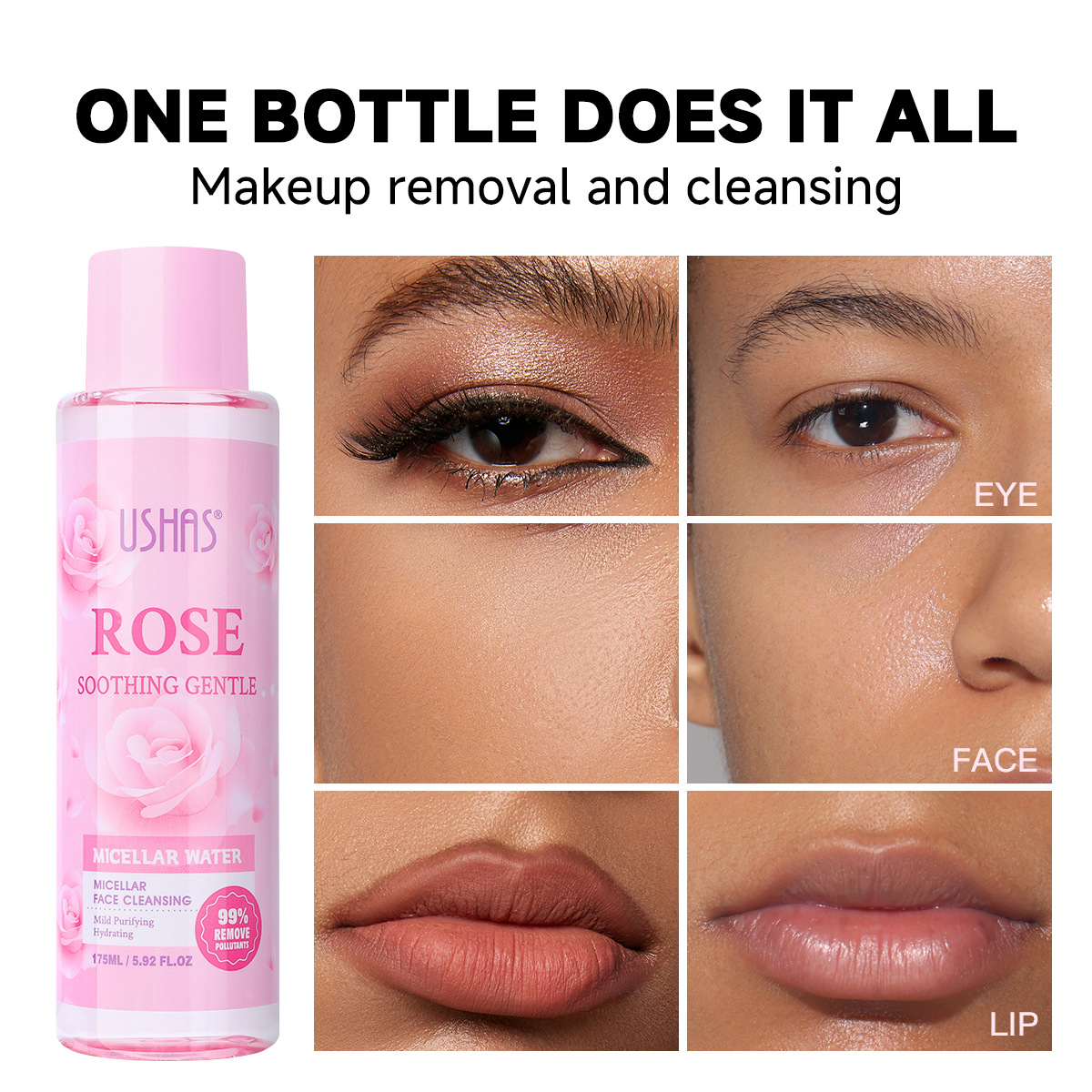 USHAS Cross-border exclusive product in stock makeup remover water, cleansing, moisturizing, nourishing, gentle and non-irritating UC118 Specification drawing
