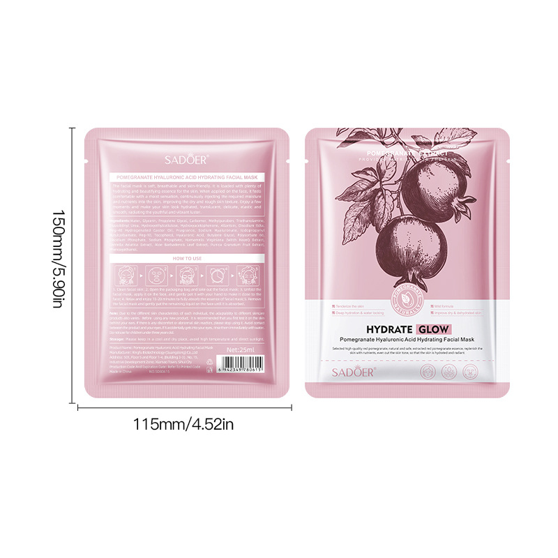 Full English SADOER Pomegranate Hyaluronic acid Hydrating Mask Moisturizing Skin Nourishing Mask Cross-border export wholesale Item Picture